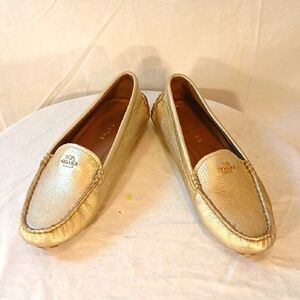 Like New Coach Gold Pebble Leather Loafers